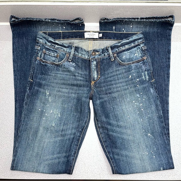 Vintage Y2K Abercrombie & Fitch 2000s Paint Splattered Flare Jeans - Picture 1 of 6